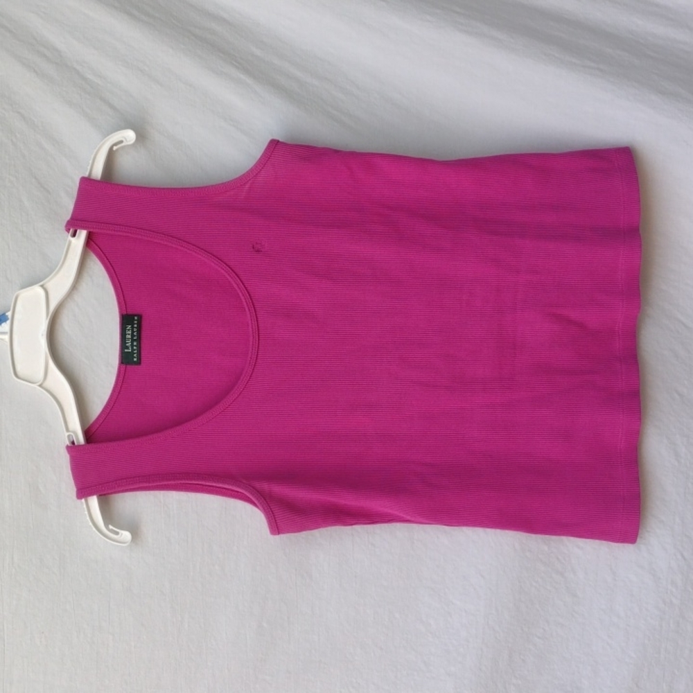 Lauren Ralph Lauren Pink Ribbed Stretch Tank Top Women's Small